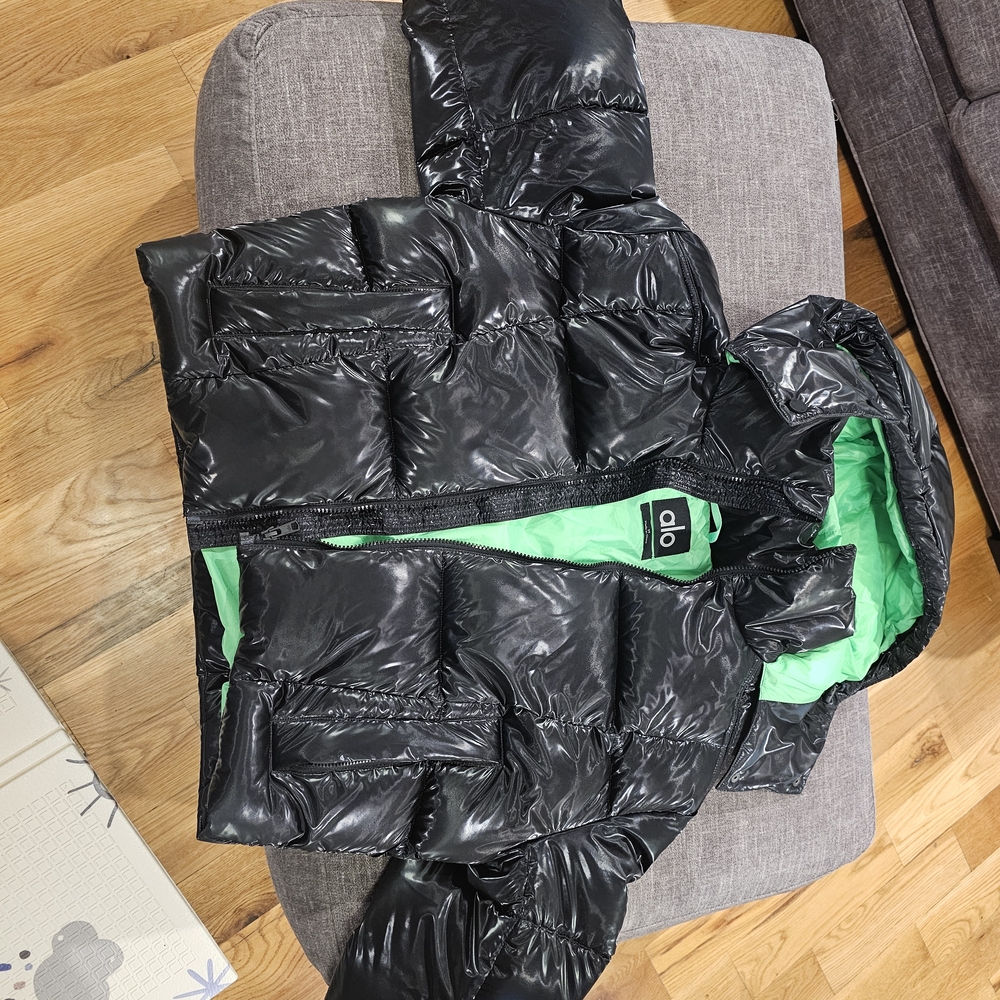 ALO Yoga Black and Neon Green Jacket